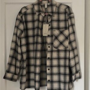 JOIE (L) Gray and White Checkered Button Down Shirt